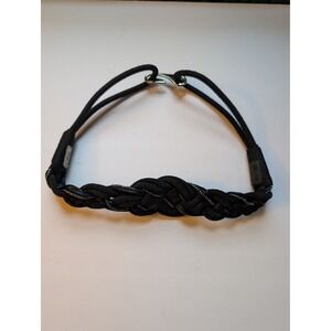 Vintage Leather Shop Black Braided Cord Nautical Knot Elastic Belt Gold Hook S